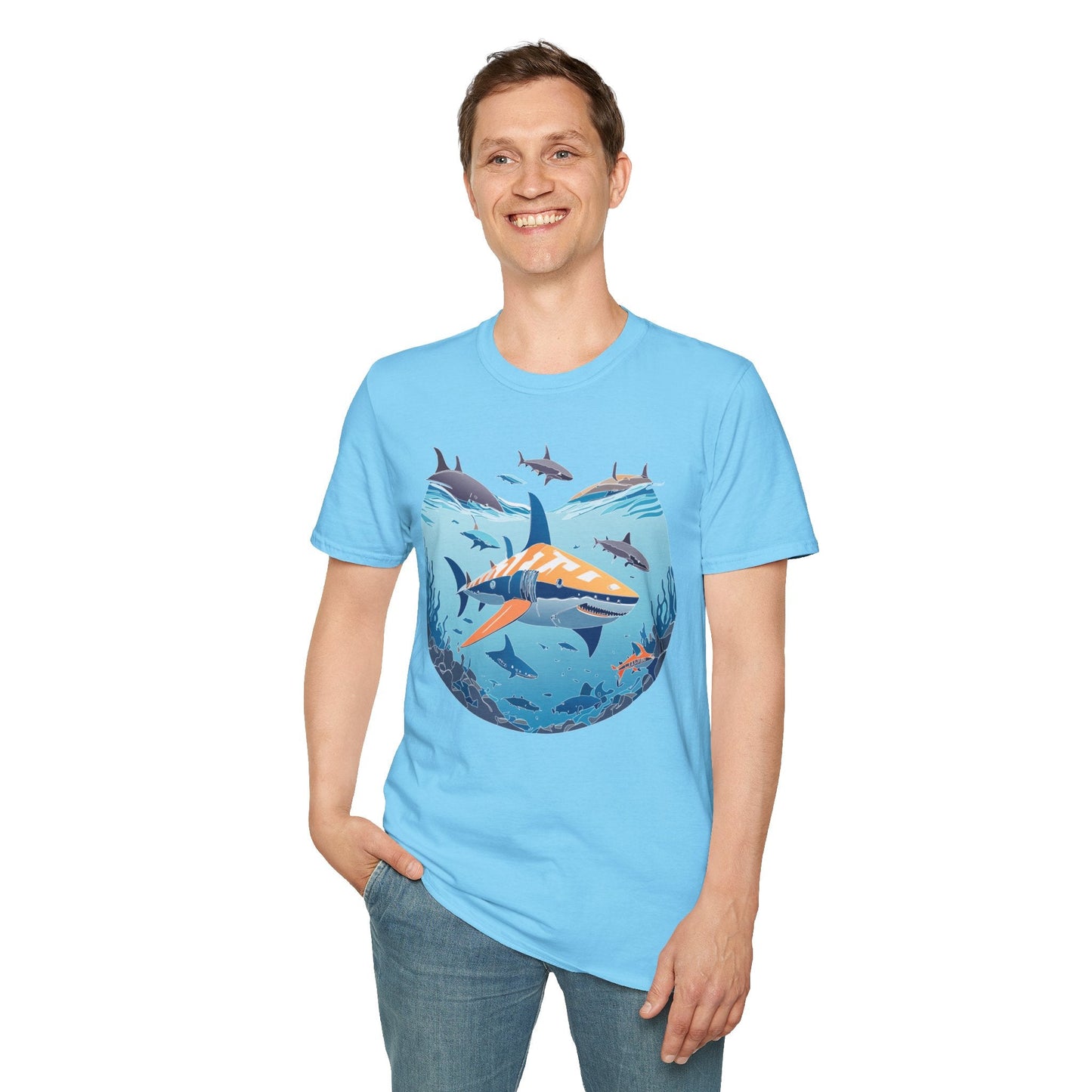 Ocean Tee Shirt Unisex Softstyle Gildan 64000 100 Percent Ring Spun Cotton Breathable U Boat Design
