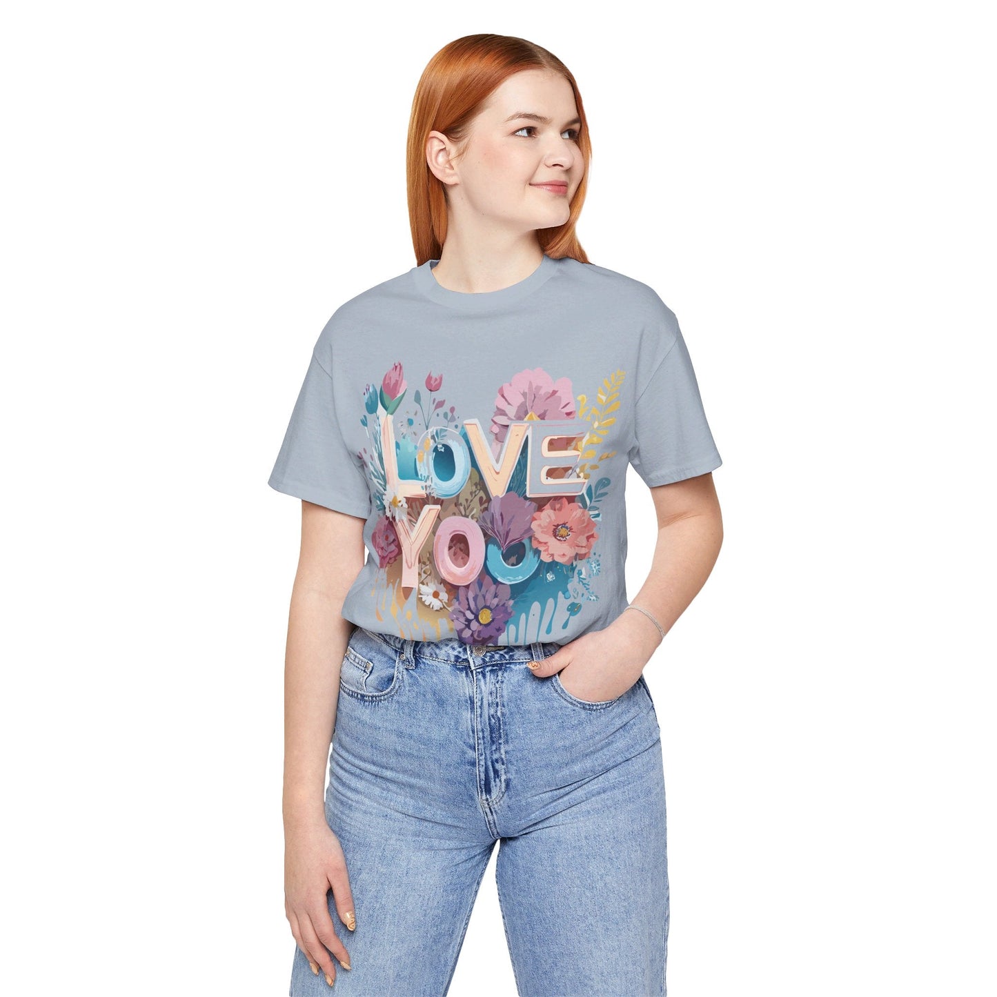 Valentine Day Graphic Unisex 100 Cotton Vintage Artwork with Love and Flower Design Tee 37