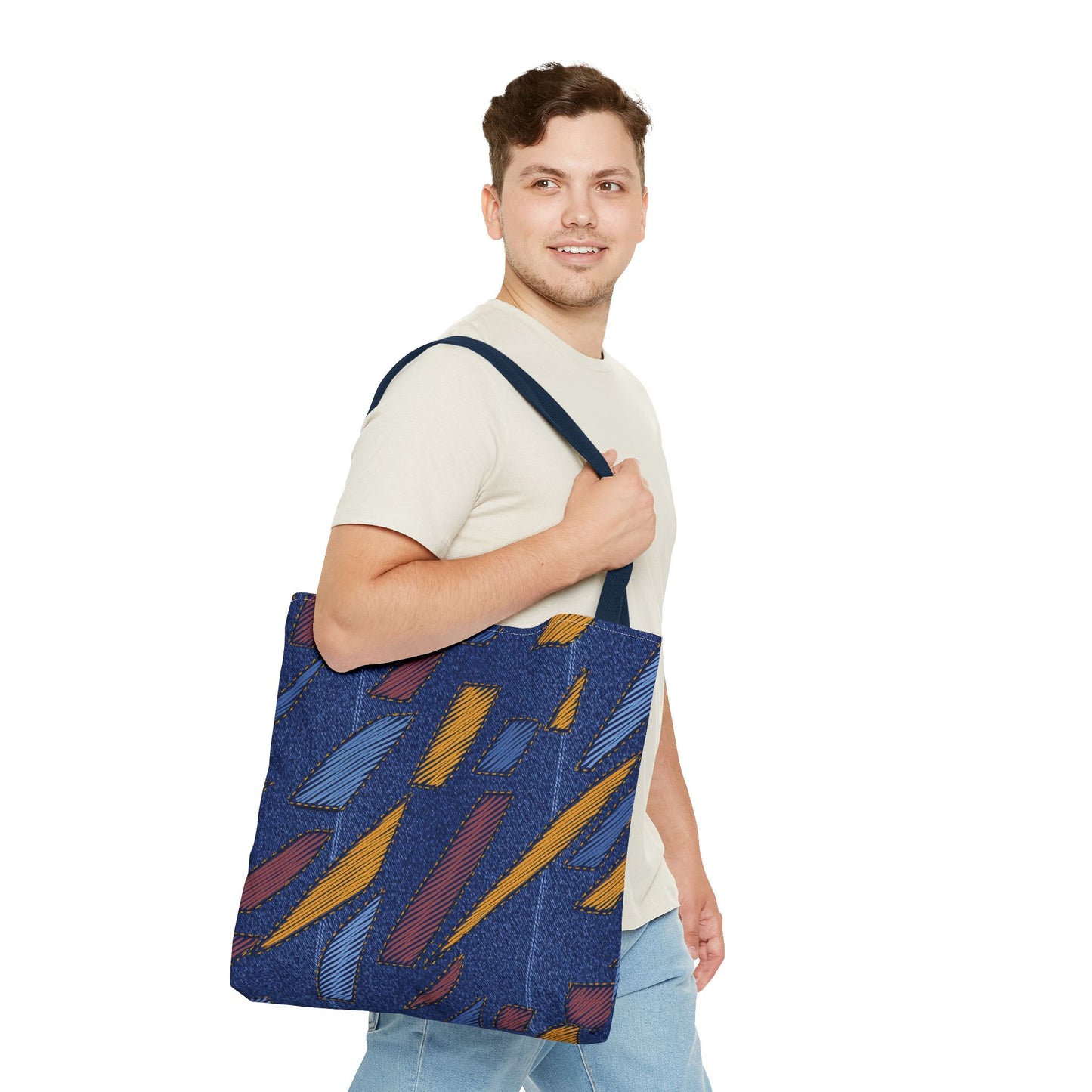 Denim Fabric Imitation Print Unisex Canvas Bag Poly Spun 3 Sizes Tote Bag 149