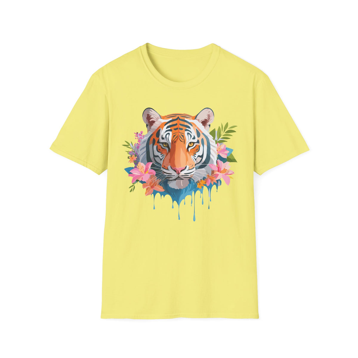 Floral Tiger Head T-Shirt | Watercolor Jungle Cat Tee