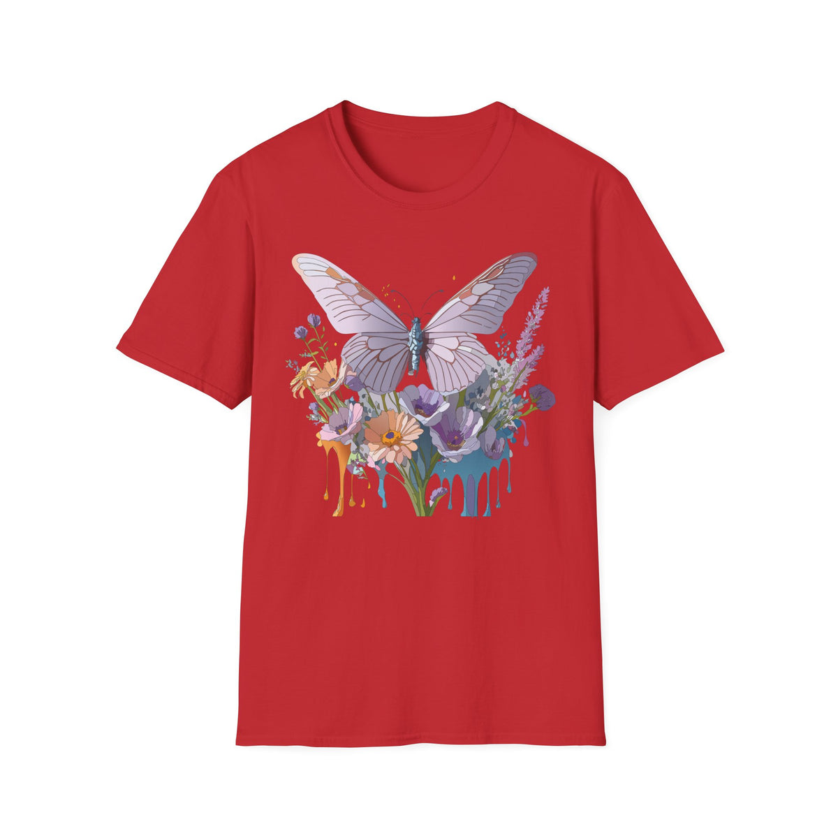 Butterfly Floral T‑Shirt — Pastel Garden Wings Graphic Tee Unisex 100 Cotton Gildan T-Shirt