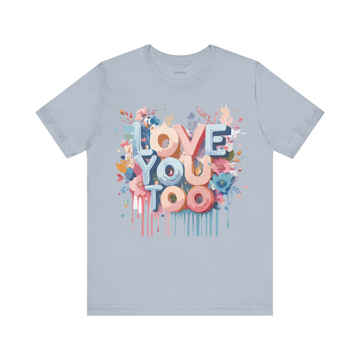 Valentine's Day Graphic Unisex Cotton Bella+Canvas Tee with Floral Art Design d97