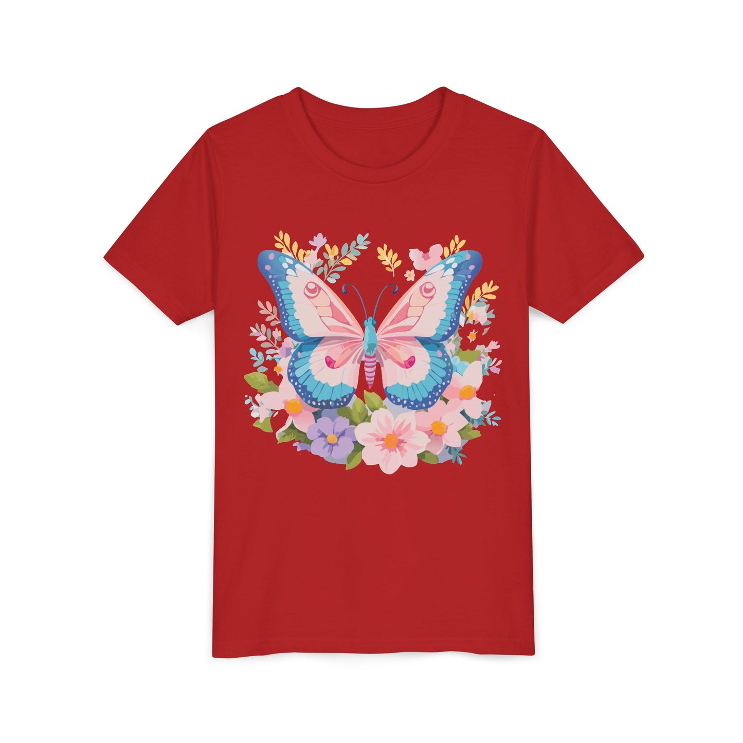 Camiseta juvenil Butterfly Blossom: camiseta de manga corta colorida para celebraciones de primavera (9 a 14 años)