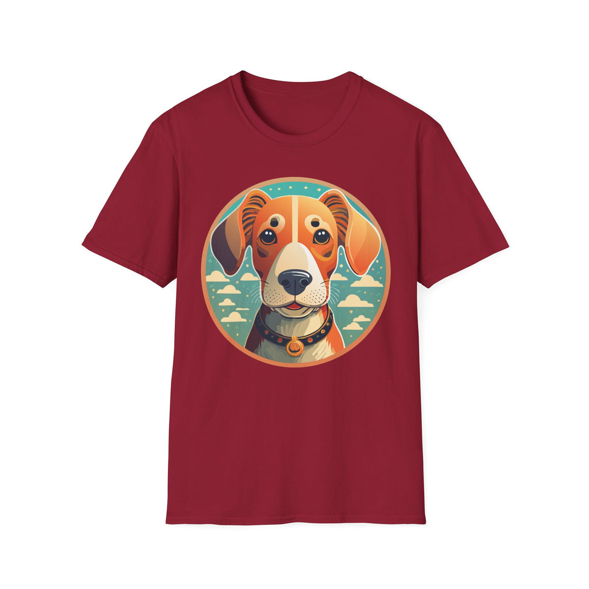 Beagle Portrait T-Shirt | Cute Dog Face Illustration, Retro Circle Pet Tee