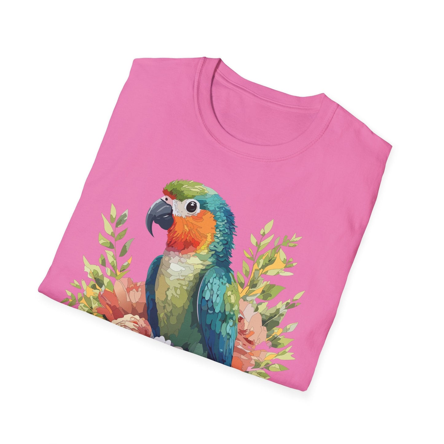 Floral Bird T Shirt Unisex Softstyle Gildan 64000 Cotton Tee for Everyday Comfort
