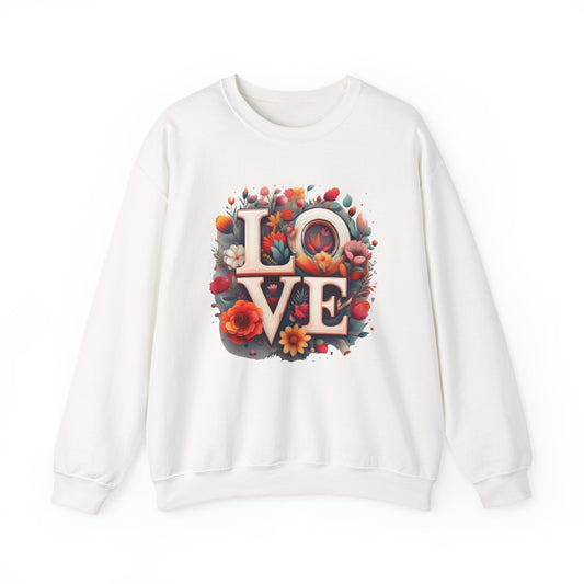 Floral Love Valentines Day Sweatshirt Unisex Crewneck Love Flower Gift Idea Cozy Everyday Wear