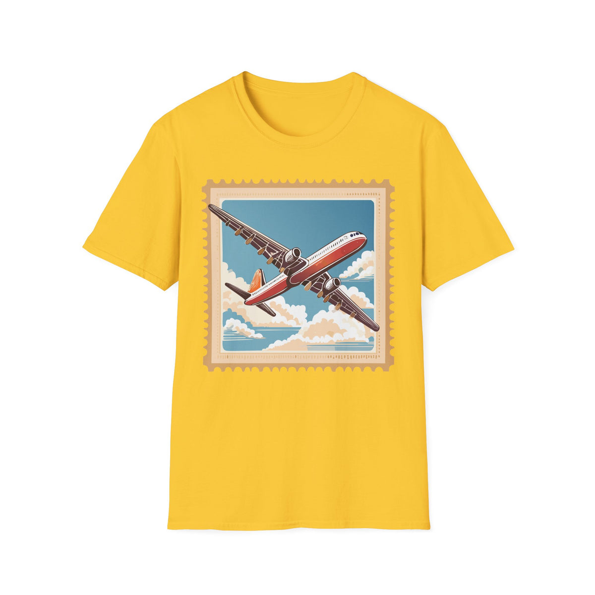 Vintage Airplane Stamp T-Shirt | Retro Travel Poster Tee