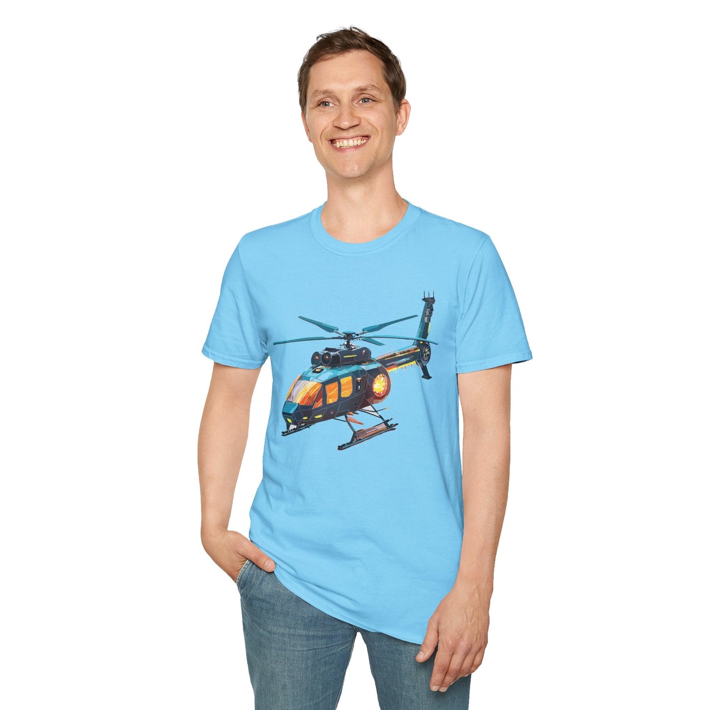 Chopper Helicopter Graphic Unisex Cotton Softstyle Short Sleeve Tee 1