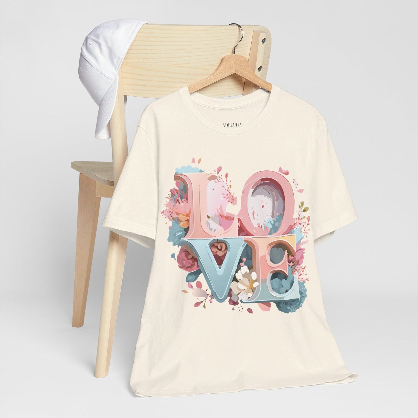 Valentine Day Graphic Unisex 100 Cotton Vintage Artwork with Love and Flower Design Tee 47