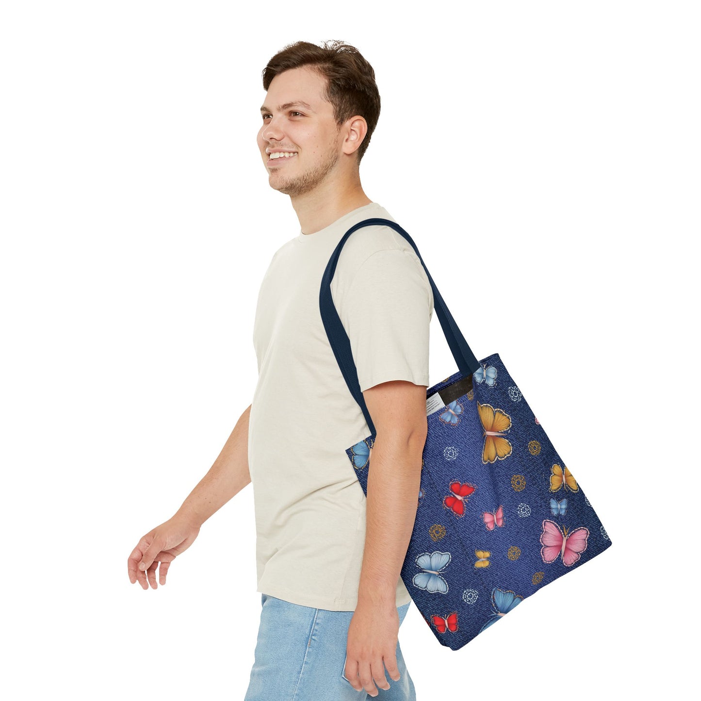 Denim Fabric Imitation Print Unisex Canvas Bag Poly Spun 3 Sizes Tote Bag 169