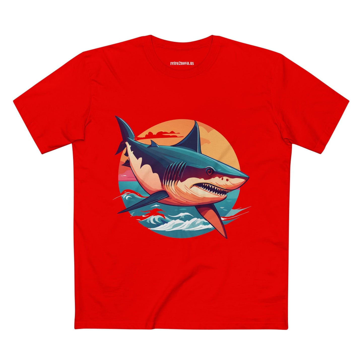 Shark Animal Shirt Unisex Premium Cotton Tee With Original Art Design by Retro2Nova Art Collection Series
