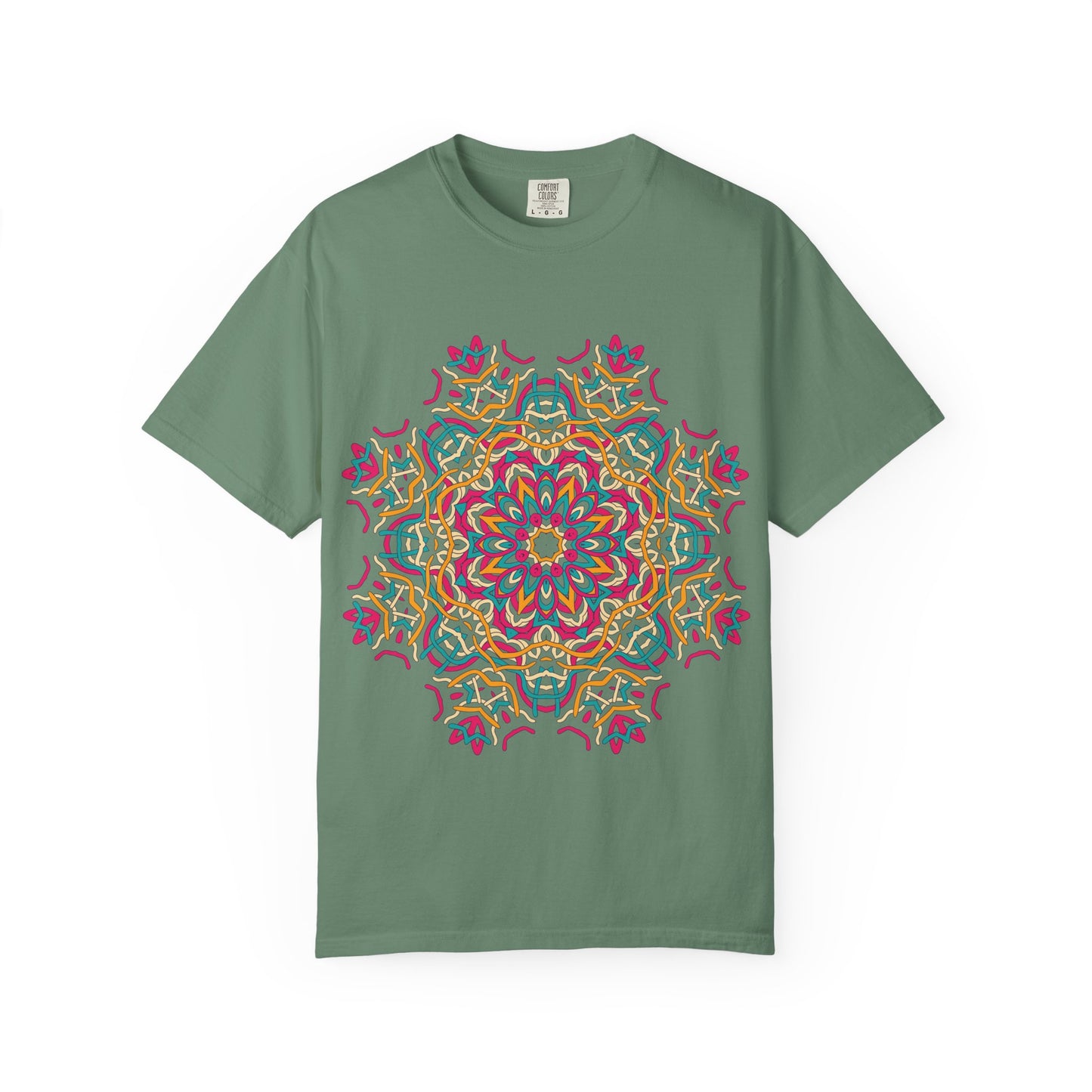 Unisex Garment Dyed Cotton T-Shirt with Mandala Graphic Design
