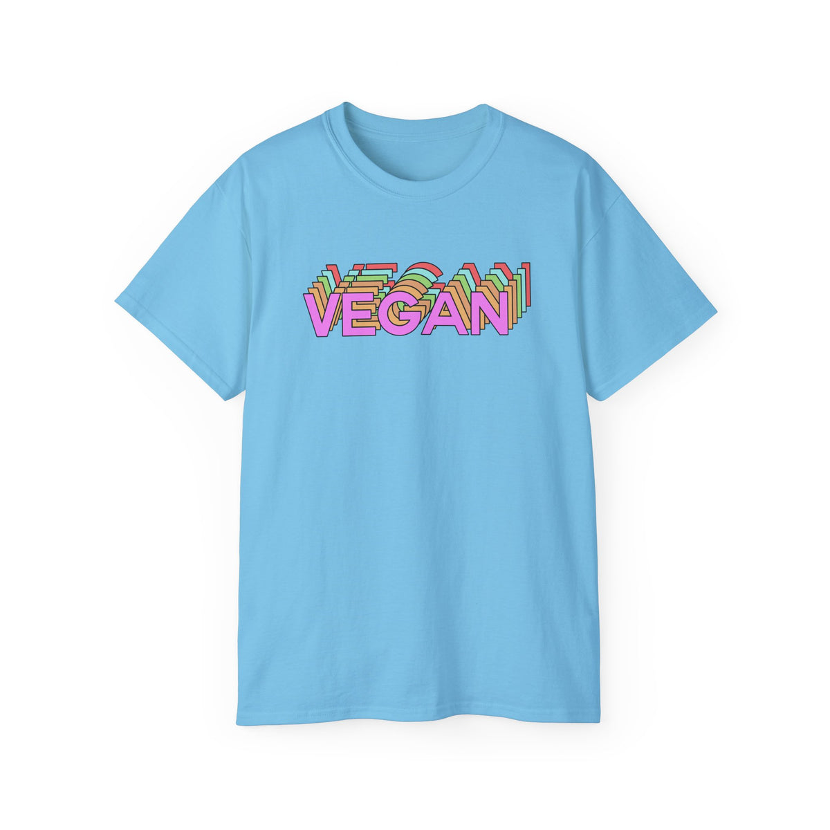 Vegan Retro Layered Text Tee | Colorful 3D Typography