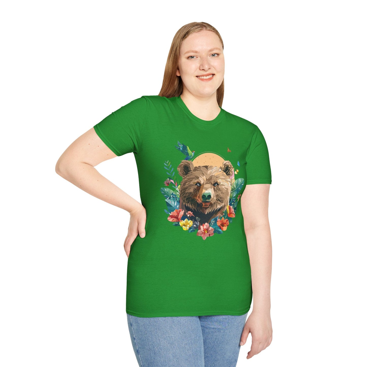 Bear T Shirt Unisex Graphic Tee Bear Lover Gift 100 Percent Ring Spun Cotton Softstyle 64000 Gildan