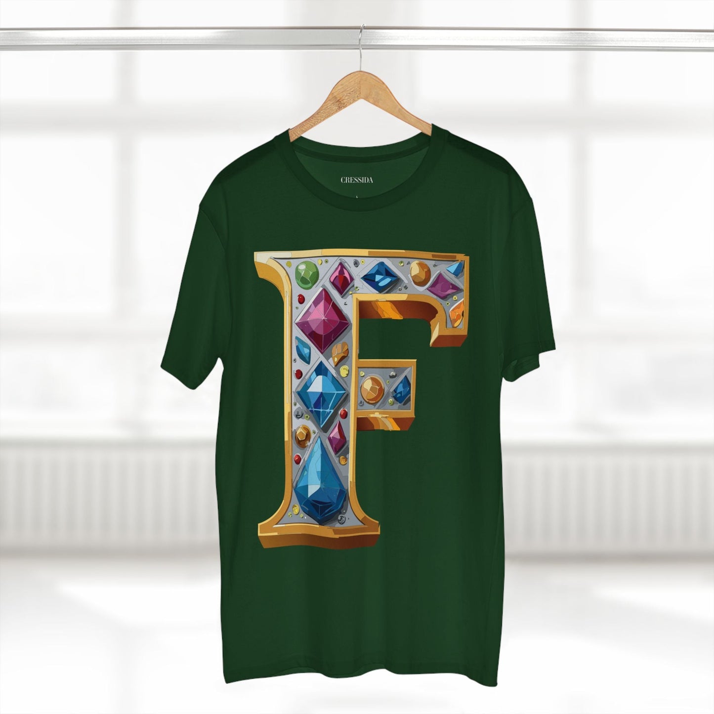 Letter F Graphic Design Tee Unisex 100 Cotton With Antique Gold Letters Artwork T-Shirt