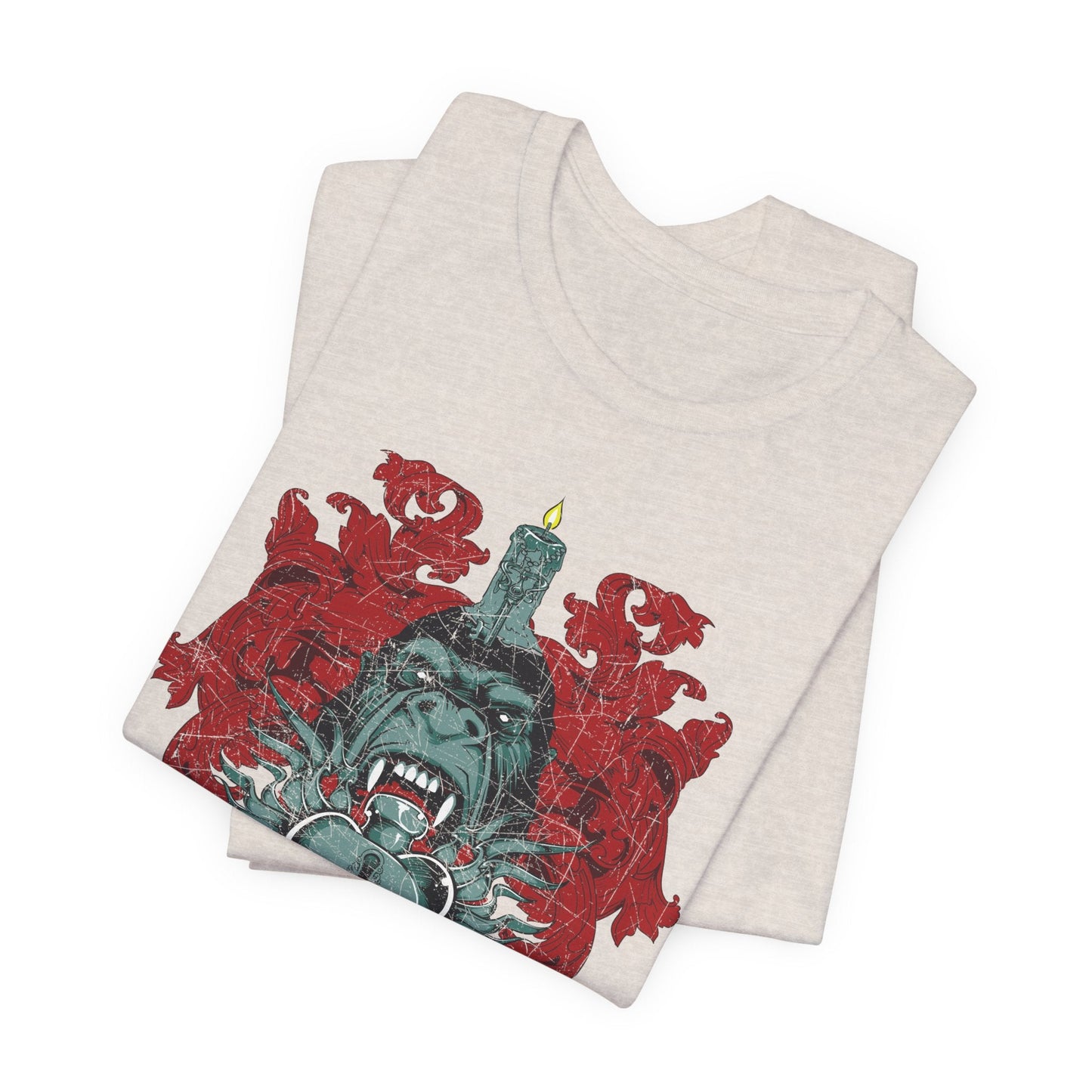 Gorilla Crest with Sword and Heart T-Shirt Heraldic Gothic Design Rock Band T-Shirt