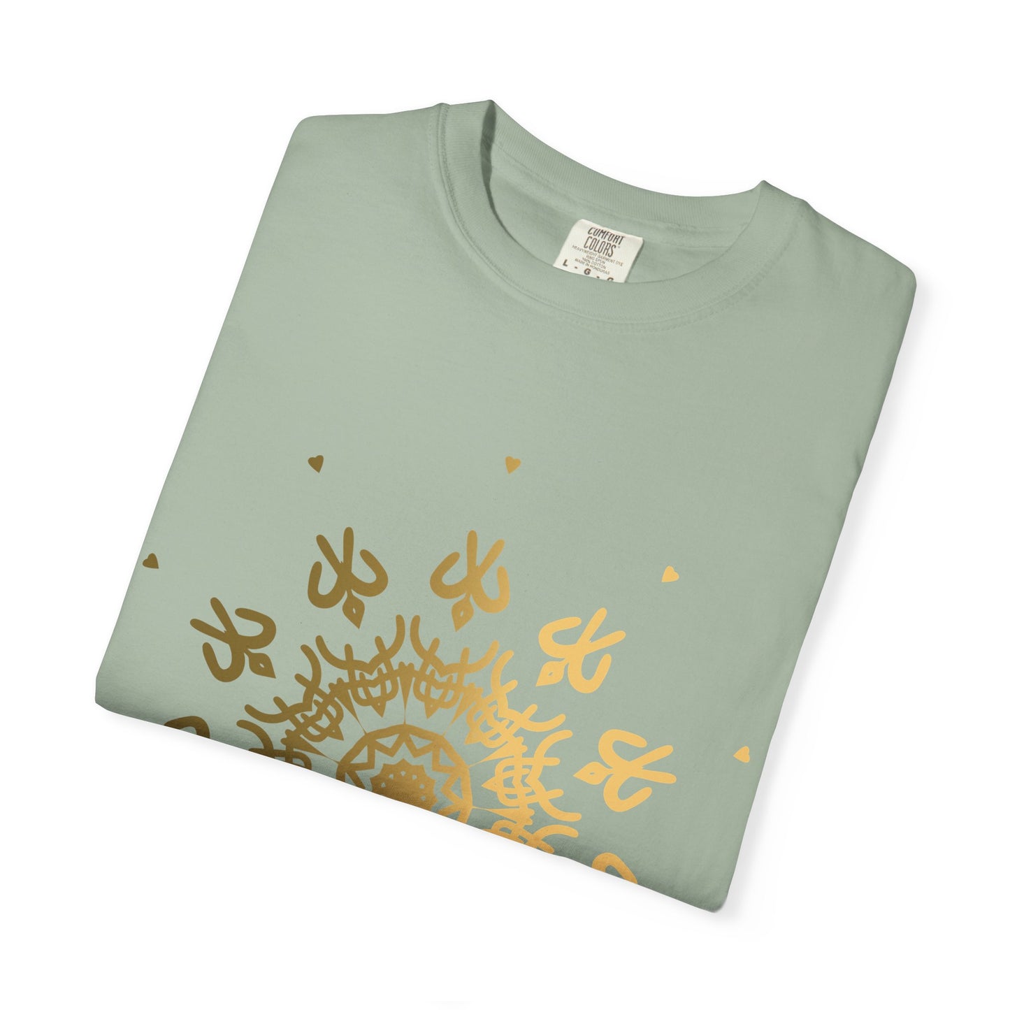Unisex Garment Dyed Cotton T-Shirt with Mandala Graphic Design