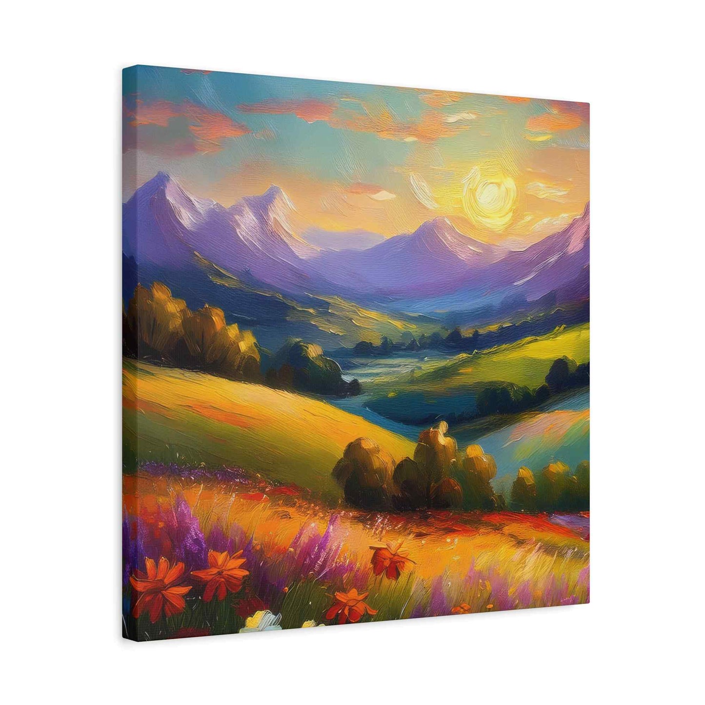 Landscape Print Canvas, Oil Paint Print 20x20, 24x24, 30x30, 32x32, 36x36 Art Design Print Pine-Wood Inner Frame MC-38