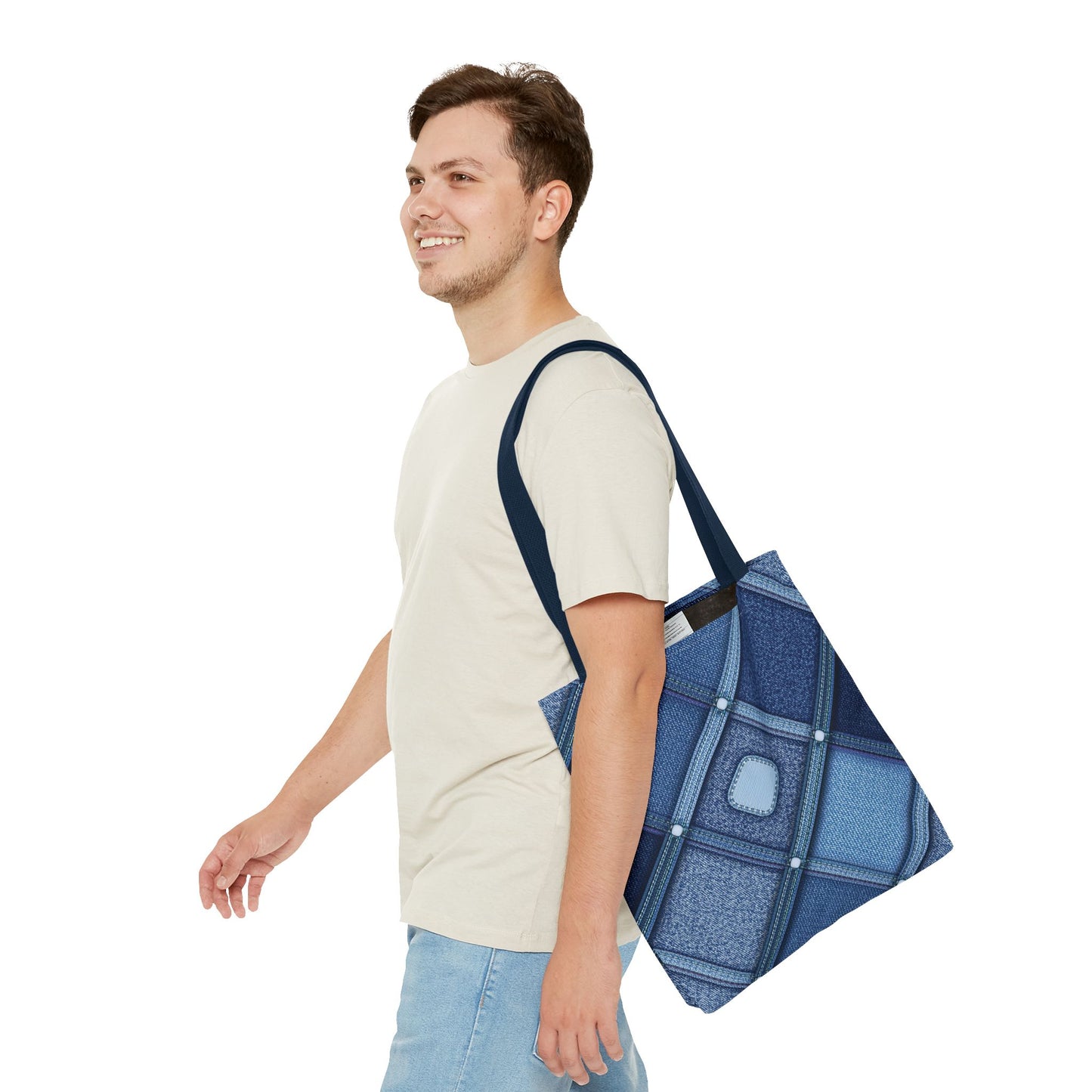 Denim Fabric Imitation Print Unisex Canvas Bag Poly Spun 3 Sizes Tote Bag 102