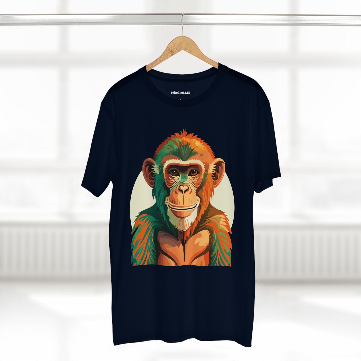 Unisex Monkey Shirt Premium Cotton Tee With Original Art Design From Retro2Nova Comfortable Everyday Wear Art Collection
