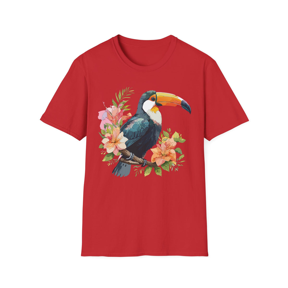 Tropical Toucan Illustration T-Shirt | Floral Bird Graphic