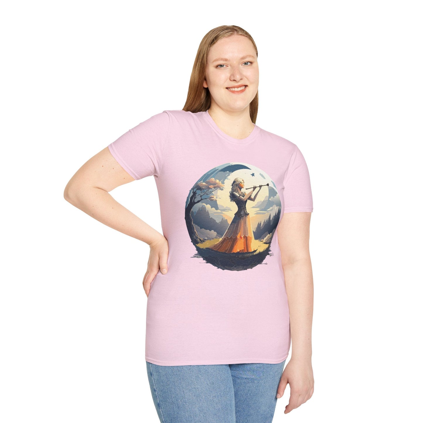 Unisex Softstyle Graphic T Shirt 100 Percent Ring Spun Cotton Art Design Tee For Women