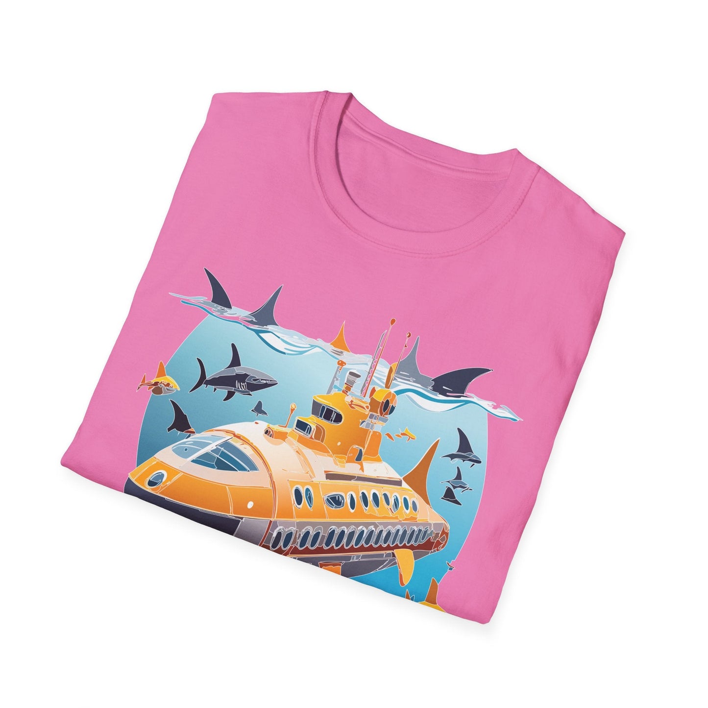 Ocean Themed Unisex Gildan Softstyle 64000 Short Sleeve T Shirt With Ocean Art Design