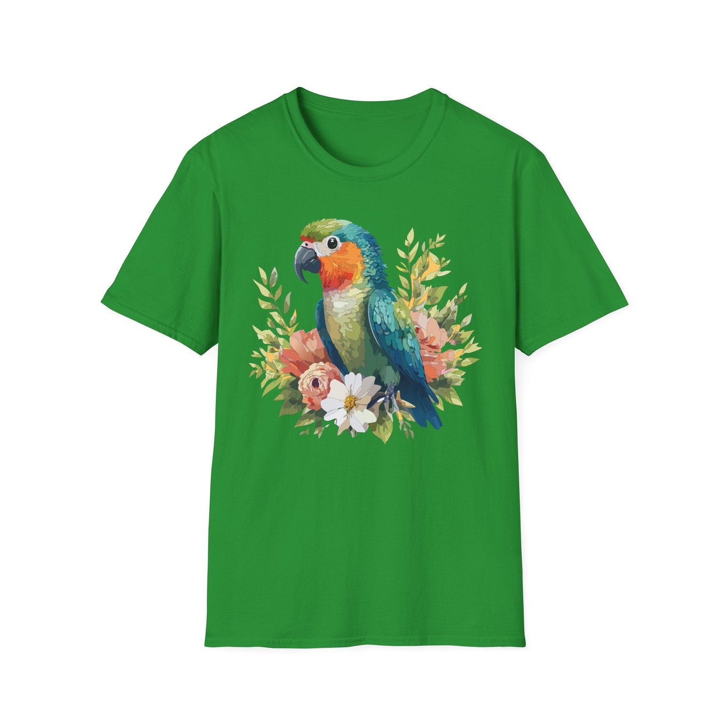 Floral Bird T Shirt Unisex Softstyle Gildan 64000 Cotton Tee for Everyday Comfort