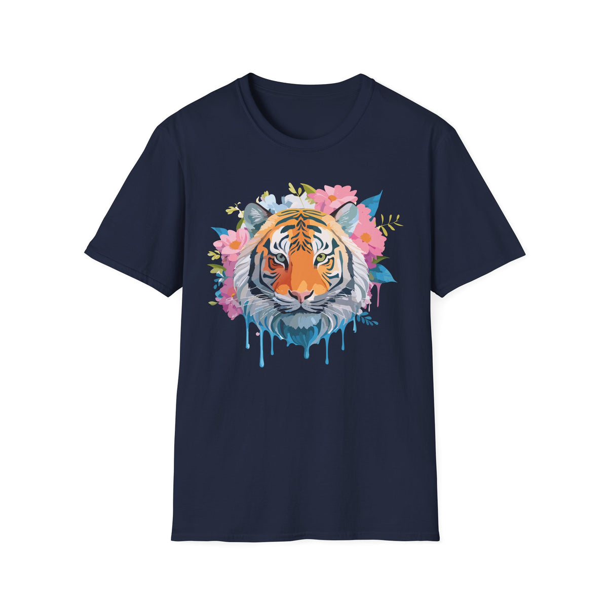 Floral Tiger Face T-Shirt | Watercolor Bloom Design
