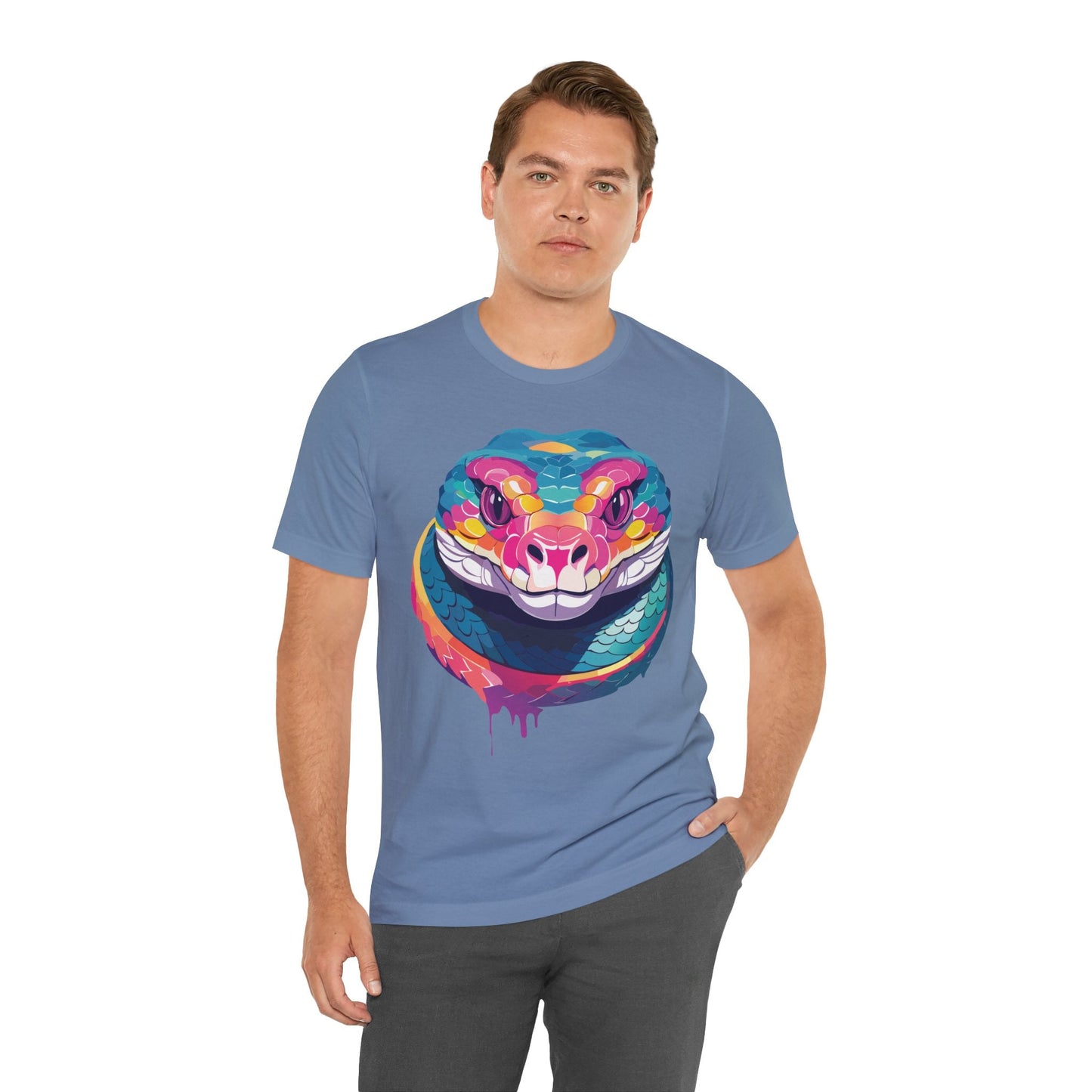 Unisex Animal Tee Shirt With Art Design, Wild Animals Short Sleeve Graphic Tee For Everyday Wear