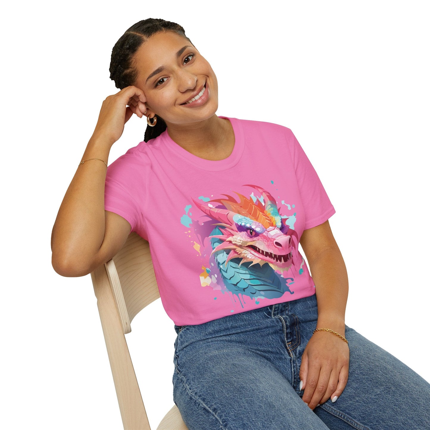 Dragon Graphic Unisex Cotton Softstyle Art Design Tee With Animals 22