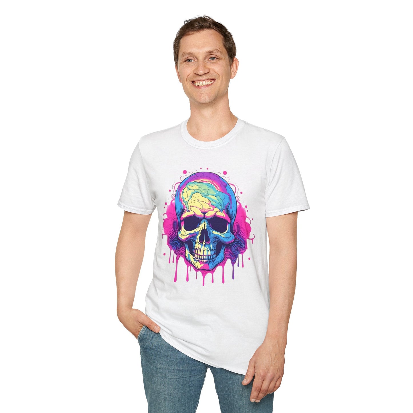 Skull Tee Shirt Unisex Skeleton Design Gildan Softstyle 64000 Ring Spun Cotton Tee