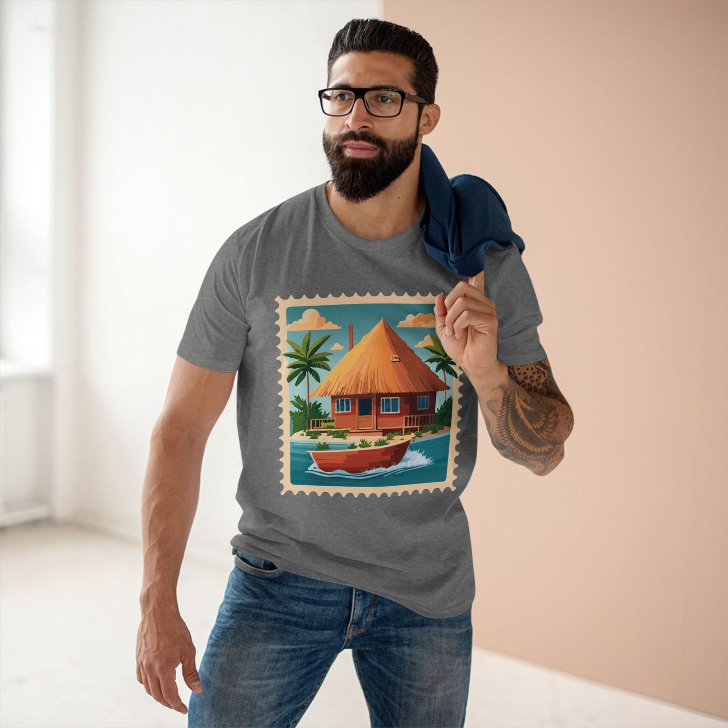 Stamp Shirt Postage Stamp Art Tee Unisex Original Art Design Premium Cotton By Retro2Nova
