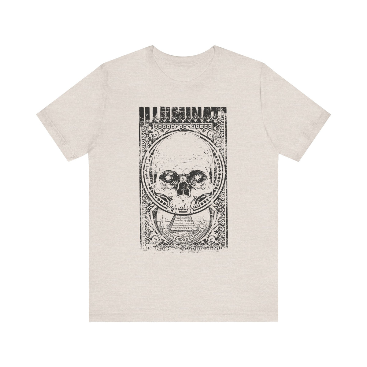 Skull Circle Graphic T-Shirt Vintage Etching Illustration Art Design Unisex Cotton Tee A-9
