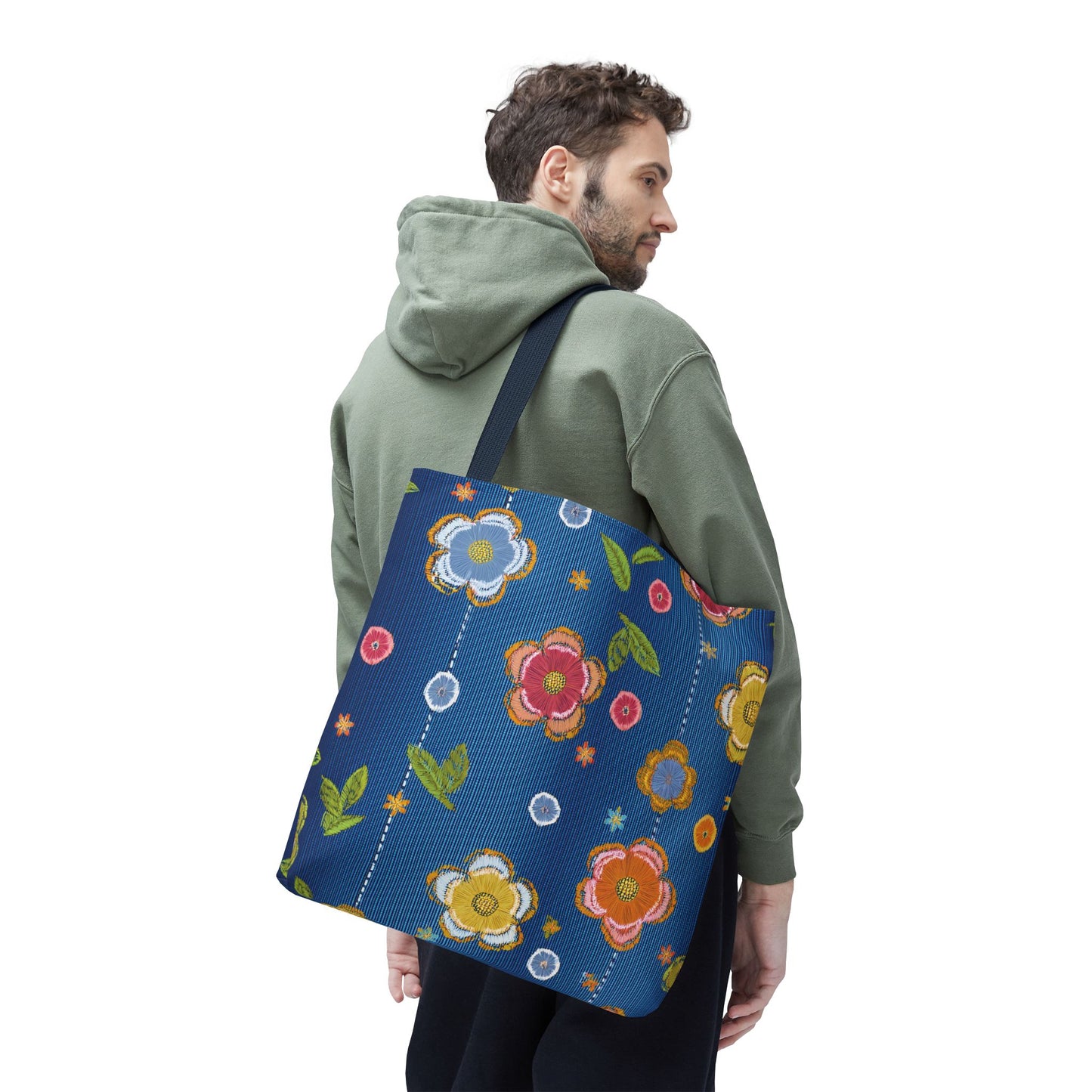 Denim Fabric Imitation Print Unisex Canvas Bag Poly Spun 3 Sizes Tote Bag 133
