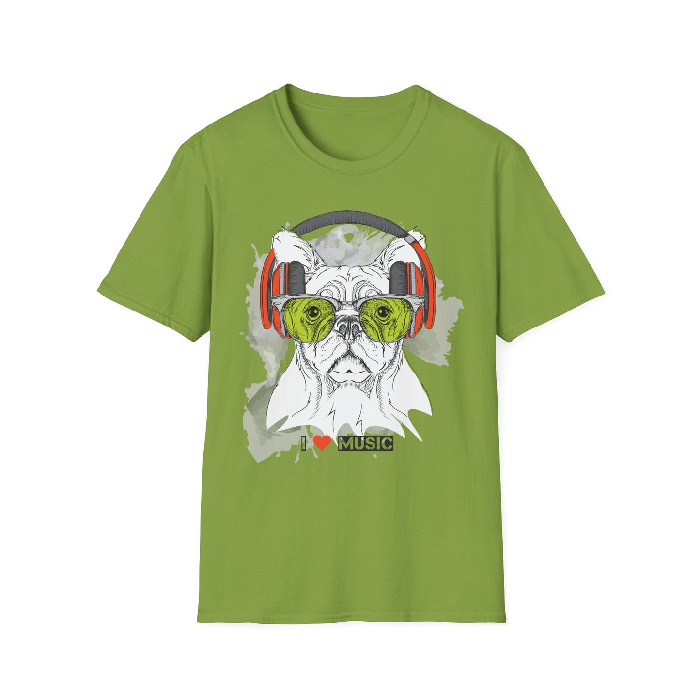 Music Lover French Bulldog T-Shirt Unisex Cotton Short Sleeves I Music Graphic Tee