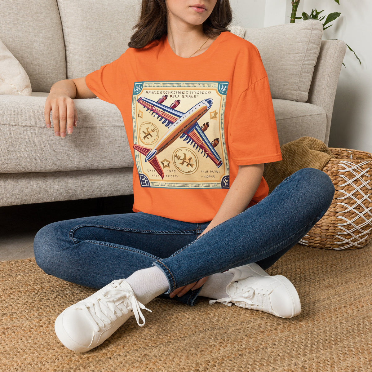 Aviator Vintage Plane T-Shirt — Retro Travel Aircraft Design Travel Post Graphic Design Unisex 100 Cotton Gildan T-Shirt