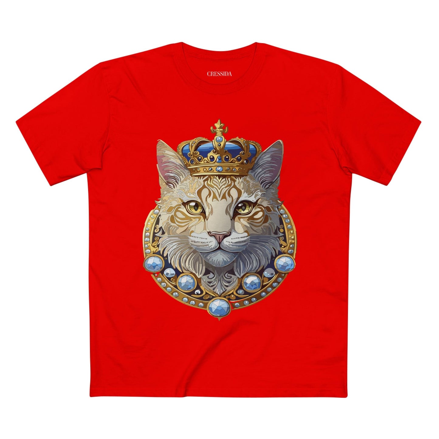 Cat Graphic Unisex 100 Cotton Tee With Unique Animal Golden Medallion Art Design 14