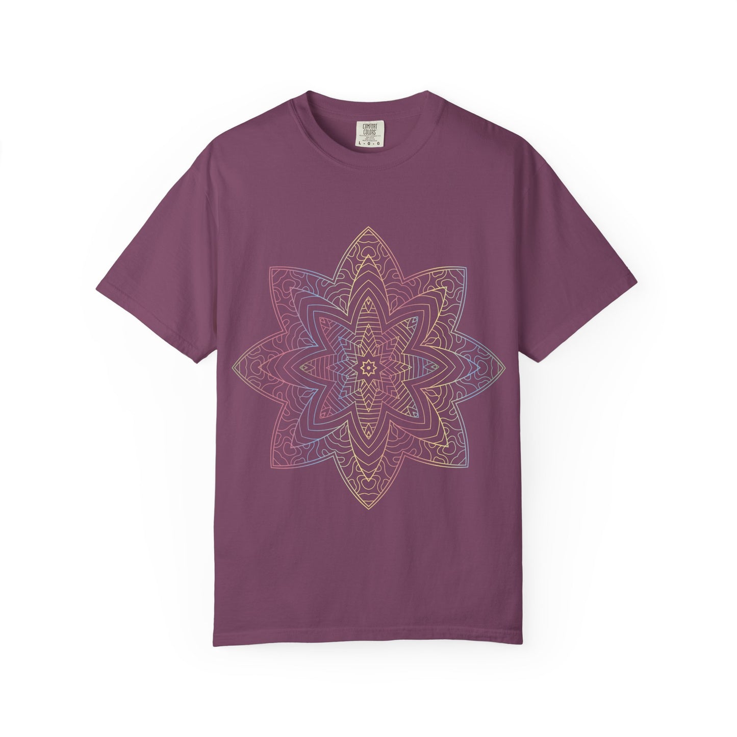 Unisex Garment Dyed Cotton T-Shirt with Mandala Graphic Design