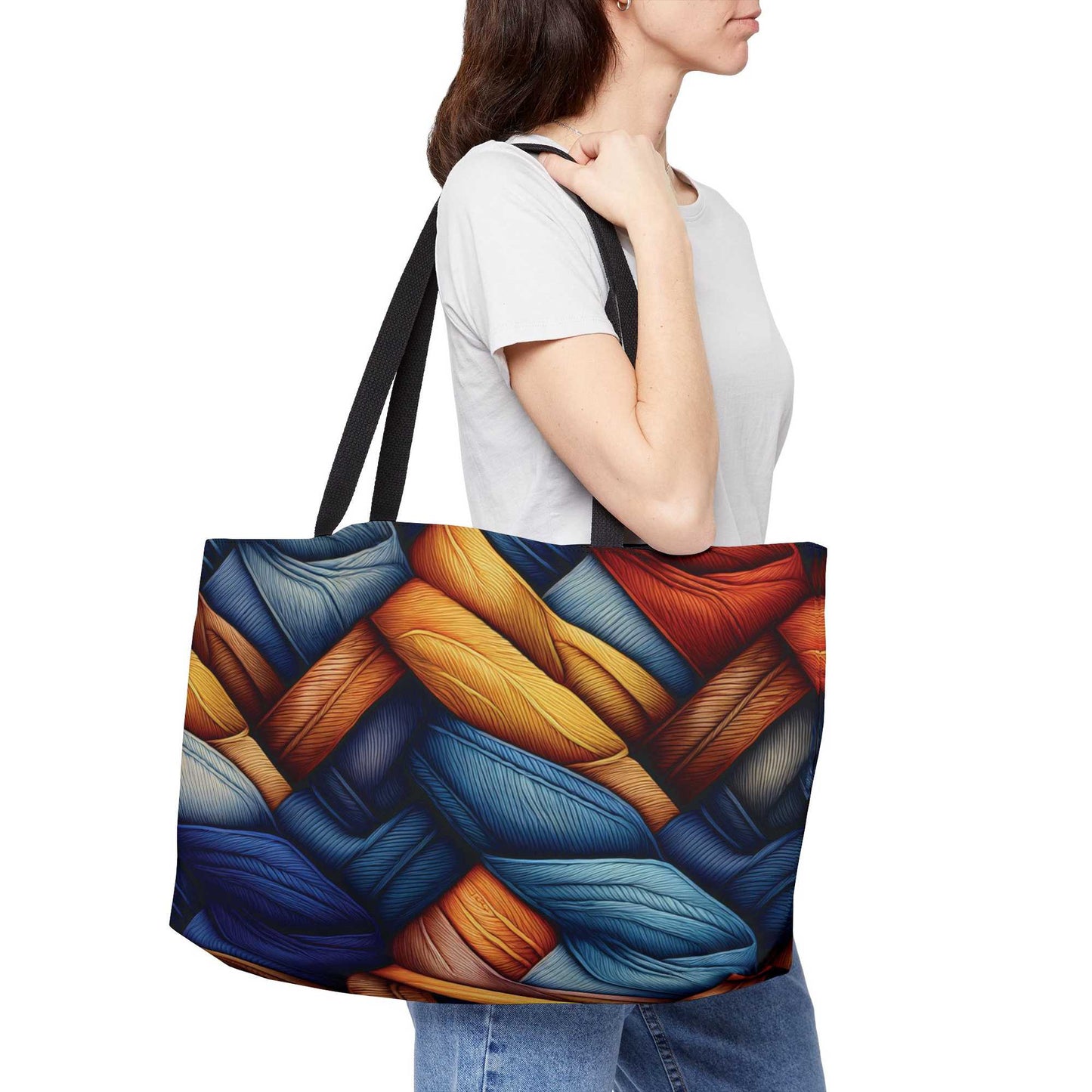 Denim Color Imitation Print Unisex  Weekender Bag  Spun Polyester 24x13 Canvas Bag 9