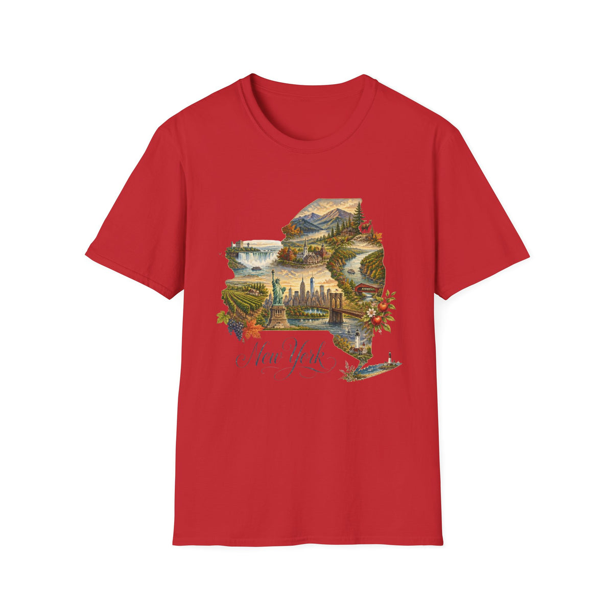New York State Travel Tourist Graphic Design Unisex 100 Cotton Gildan T-Shirt