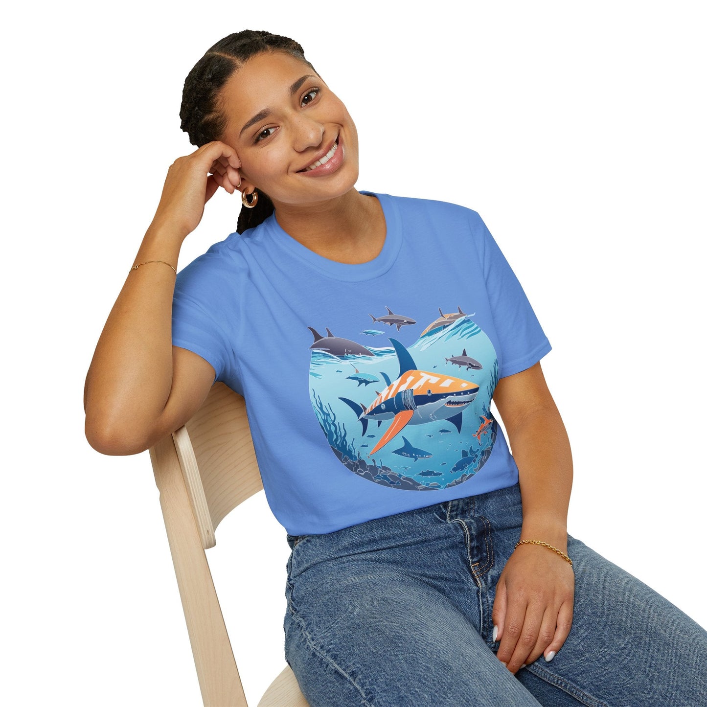 Ocean Tee Shirt Unisex Softstyle Gildan 64000 100 Percent Ring Spun Cotton Breathable U Boat Design