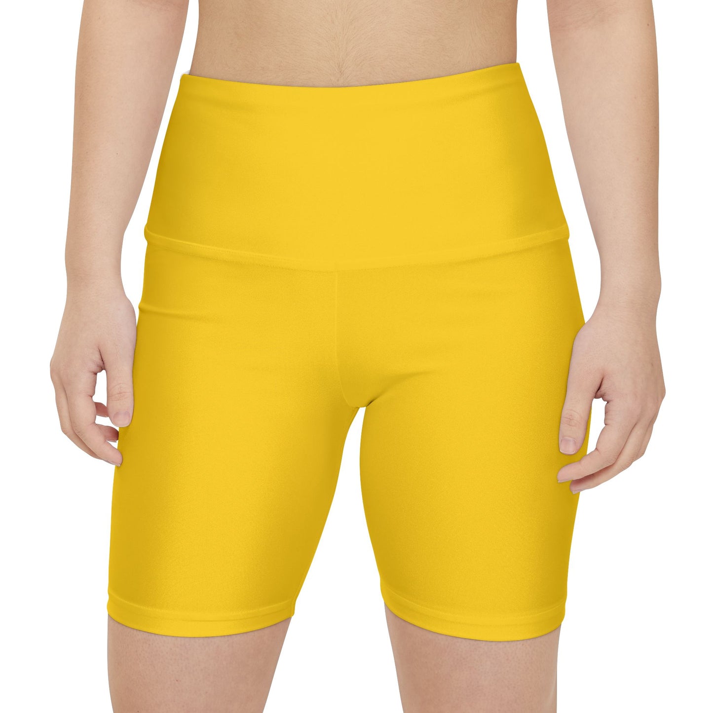 Golden Yellow Women's Yellow Workout Bike Shorts — High-Waist Athletic Biker Shorts