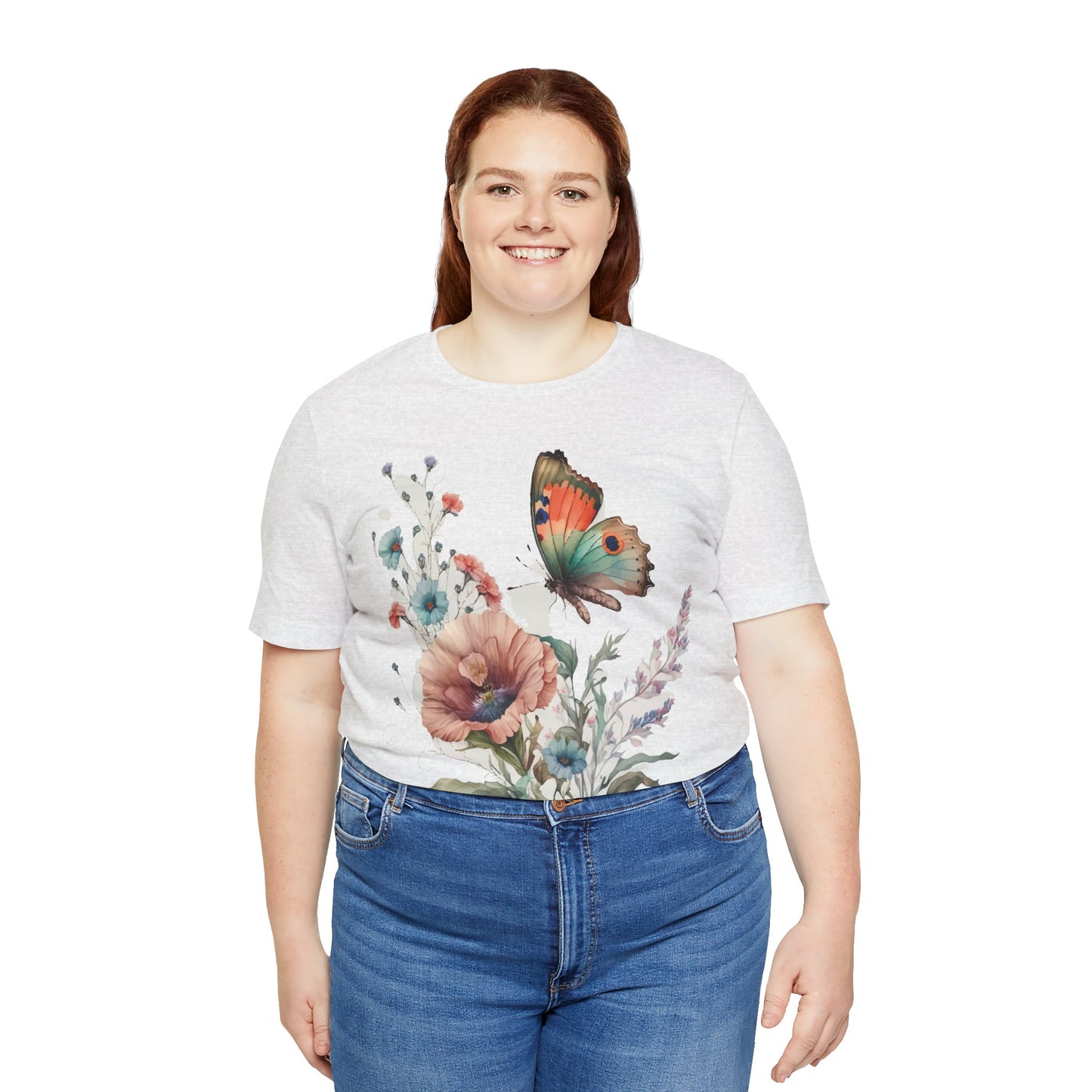 Cotton Tee Shirt with Butterfly Prints