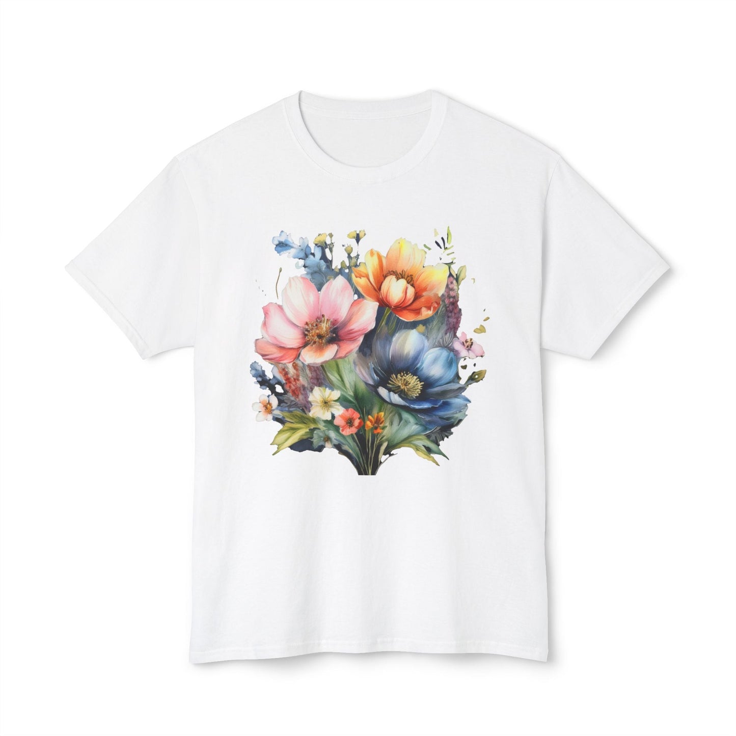 Floral T Shirt With Full Color Art Print Unisex HD Cotton Designed And Printed In USA