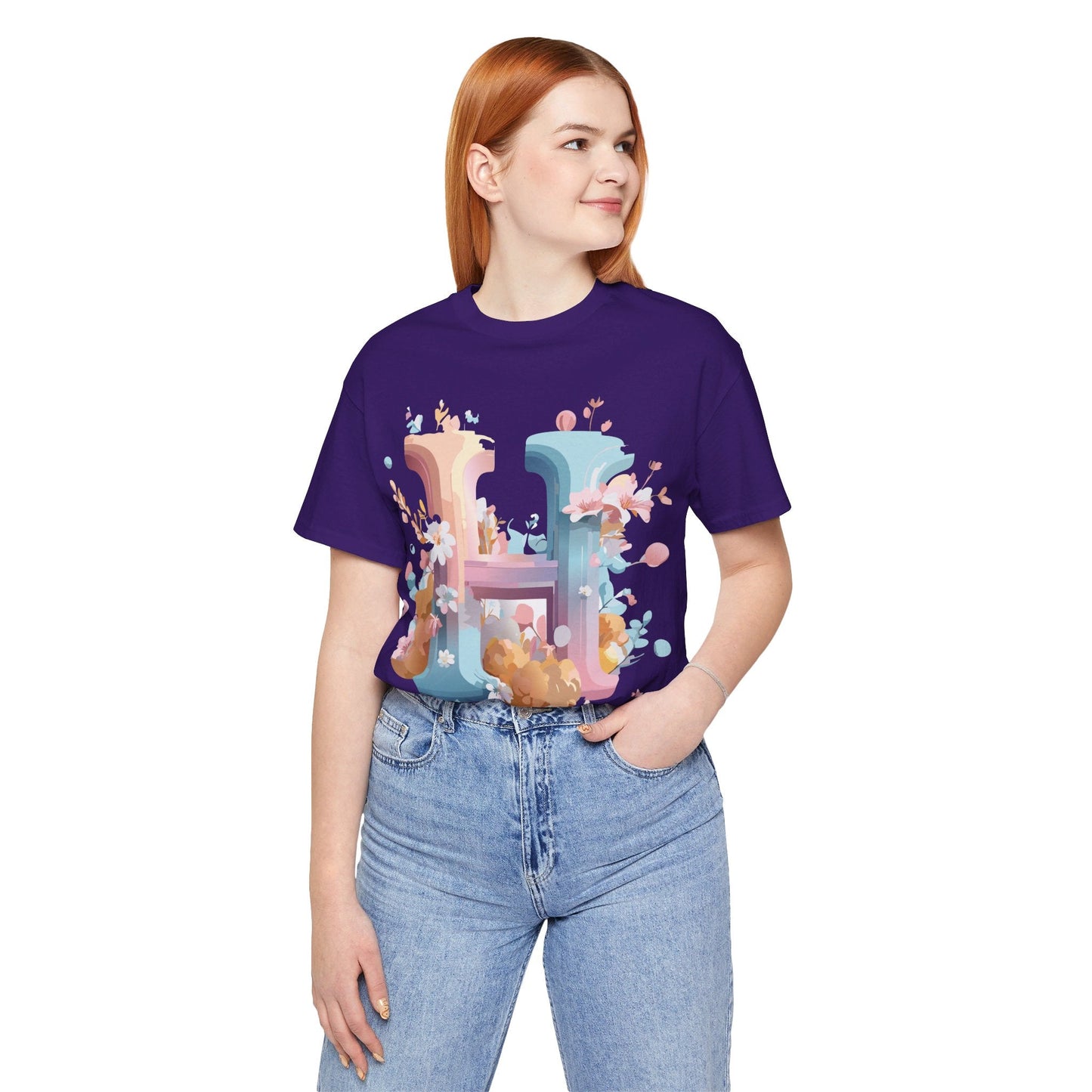Letter H Shirt Unisex Graphic Tee By Adelpha Vintage Inspired Artwork Short Sleeve