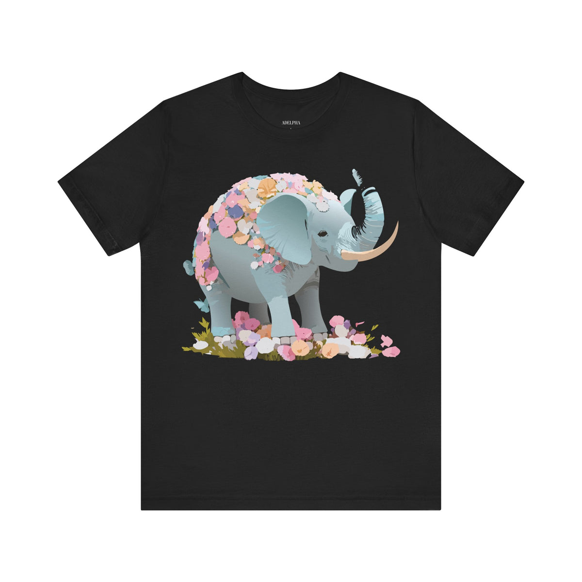 Elephant Graphic Unisex Cotton Bella+Canvas Tee with Art Animal Design d18