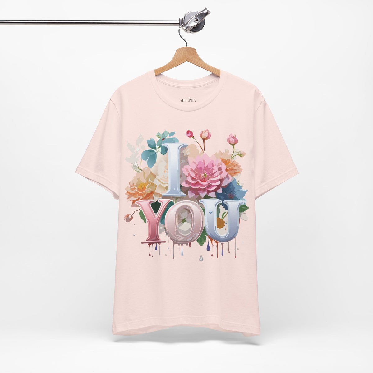 Valentine's Day Graphic Unisex Cotton Bella+Canvas Tee with Floral Art Design d101
