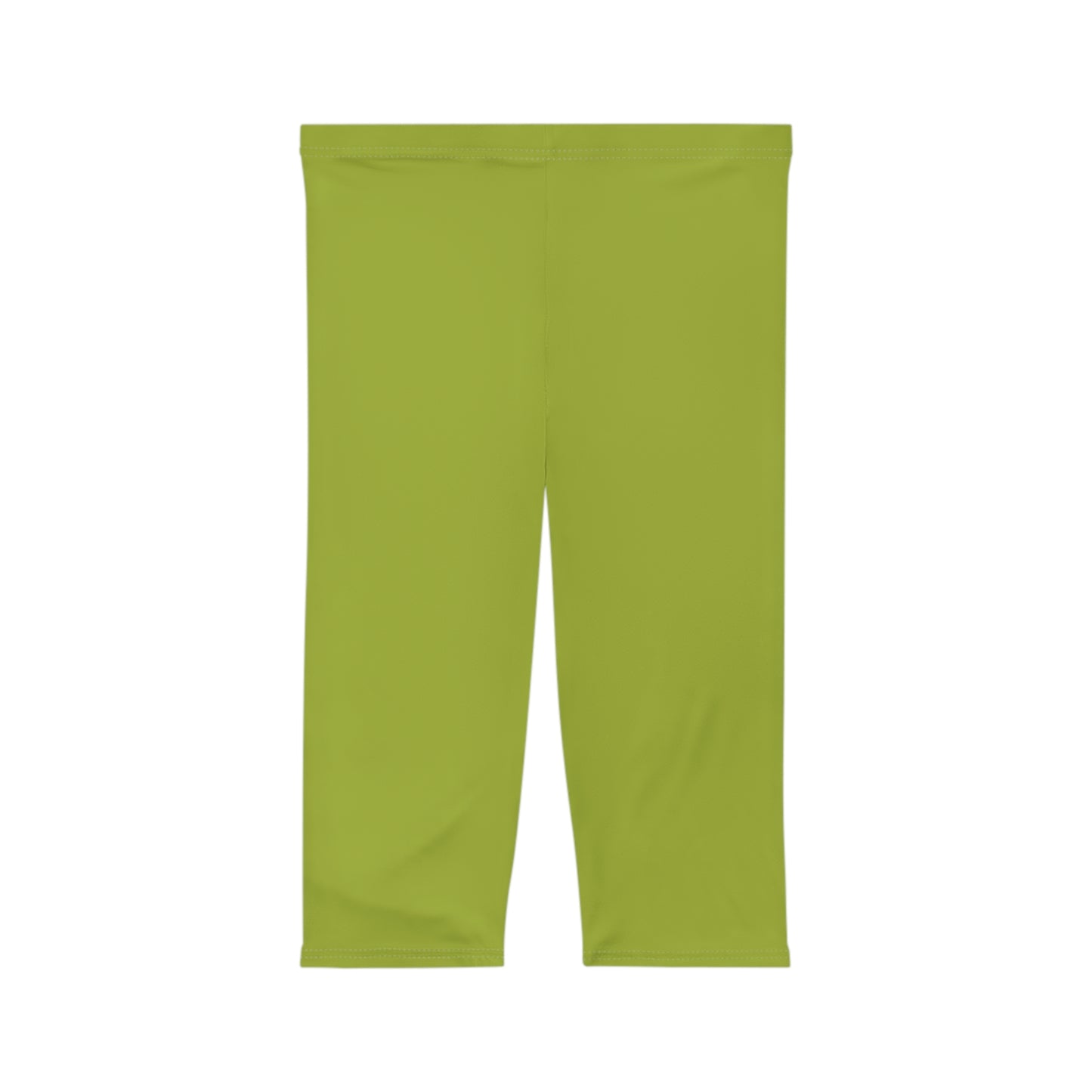 Lime Green Color Women's Brushed Suede Poly Span Casual Capri Leggings XS-2XL