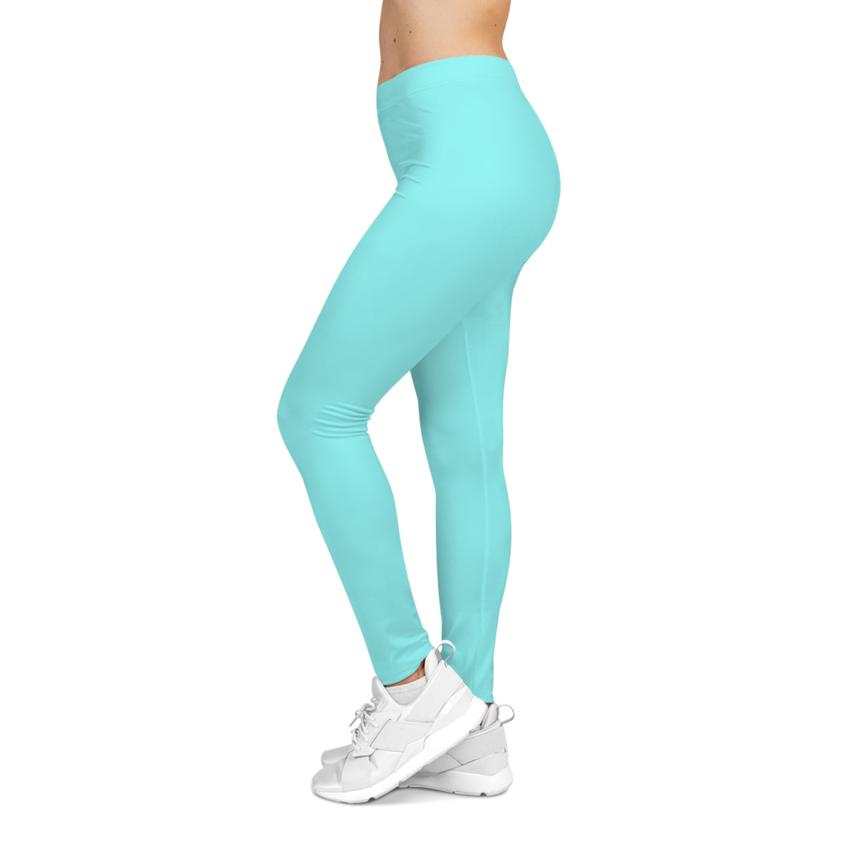 Pale Cyan Turq Color Women's Poly-Span Casual Leggings XS-2XL